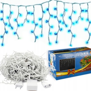 lampki sople kurtyna świetlna 100 LED NIEBIESKIE