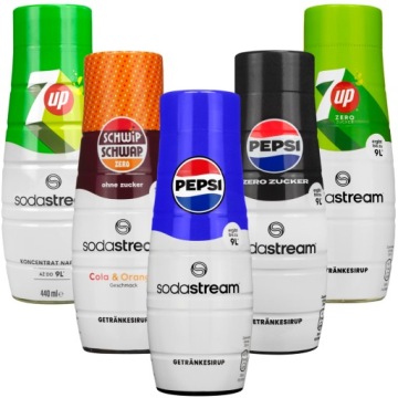 SODASTREAM SATURATOR TERRA BLACK 2 бутылки + 5x PEPSI MIRINDA SYROPS 7UP