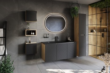 Шкафчик подвесной для ванной комнаты под умывальник Presto I, 120 см, дуб черный, фасад МДФ