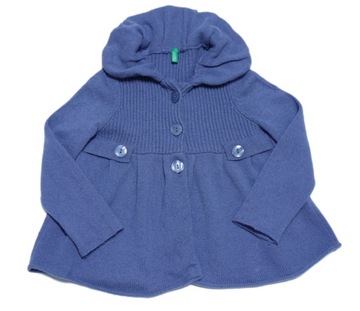BENETTON wełniany rozpinany sweter kardigan 80% WEŁNA LANA WOOL 98-104