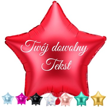 BALON FOLIOWY GWIAZDA Dowolny Napis Twój Tekst