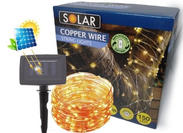 GIRLANDA LAMPKI SOLARNE DRUCIK 150 LED NA BALKON TARAS 15m
