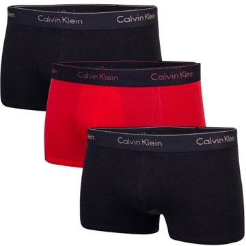 CALVIN KLEIN BOKSERKI MĘSKIE MAJTKI TRUNK 3PK CZARNE/CZERWONE r.M