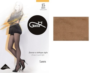 Rajstopy dla puszystej Gatta Laura 6XXL 6XL Golden CIEMNY BEŻ 15-20 DEN