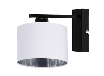 LAMPA KINKIET ŚCIENNA ABAŻUR BIAŁO - SREBRNY LED