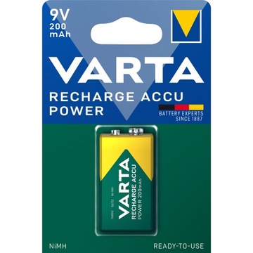 1x AKUMULATOR BATERIA VARTA 9V 200mAh 8.4V 6F22