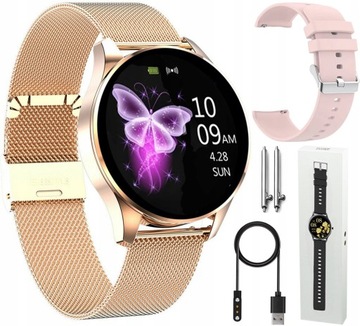 SMARTWATCH DAMSKI ELEGANCKI PLATINIUM ZEGAREK DLA KOBIETY ROZMOWY PL *2023*