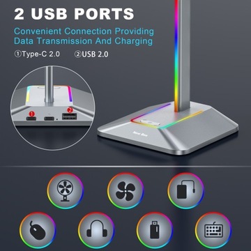 НОВАЯ ПОДСТАВКА ДЛЯ НАУШНИКОВ BEE GAMING USB-концентратор со светодиодной подсветкой RGB