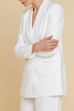 Женская льняная куртка Dunnes, длинная, белая куртка, пуговицы, S 36