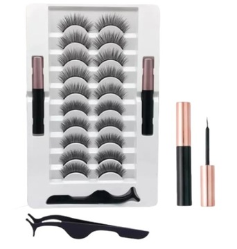 SZTUCZNE RZĘSY MAGNETYCZNE 10 SZT.+PĘSETA+EYELINER