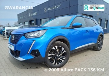 Peugeot 2008 II e-SUV Elektryczny 50kWh 136KM 2021 Peugeot 2008 93 e-2008 Allure Pack 136 KM I wl. Gwarancja 136KM