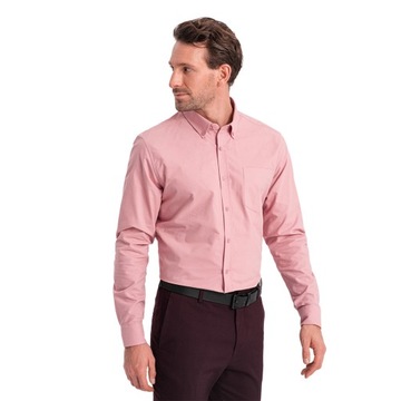 Pánska bavlnená košeľa REGULAR s vreckom ružová V3 OM-SHOS-0153 XL