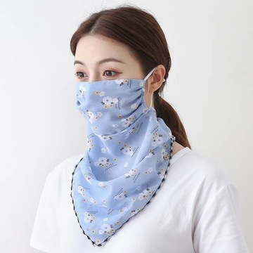 New Chiffon Neck Scarf Face Wraps Sunscreen Neckerchief Floral Bandana