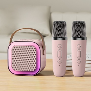 ПОРТАТИВНЫЙ ДИНАМИК BLUETOOTH НАБОР КАРАОКЕ RGB С 2 USB-МИКРОФОНАМИ