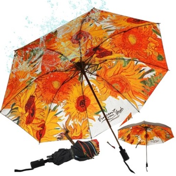 Parasol parasolka automat składany mocny damski V. van Gogh Słoneczniki