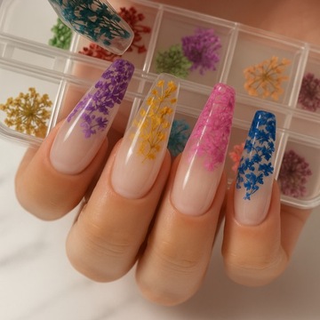Suszone Kwiaty Do Paznokci Ozdoby Paznokcie Hybrydy Sztuczne Kwiatki