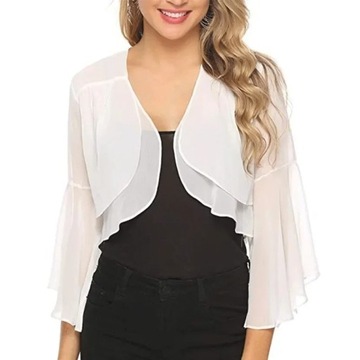 Womens Chiffon Bolero Open Stitch Cardigan Ladies