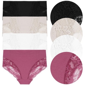 4x FIGI MAJTKI DAMSKIE Bawełniane Zestaw 4 Pak Wysoki Stan MORAJ r. XXL