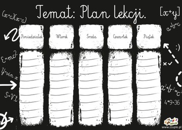 DUŻA podkładka ZMAZYWALNY plan lekcji pisak GRATIS