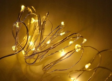 LAMPKI DRUCIKI 20 LED na BATERIE Łańcuch świetlny na drucie 2 metry