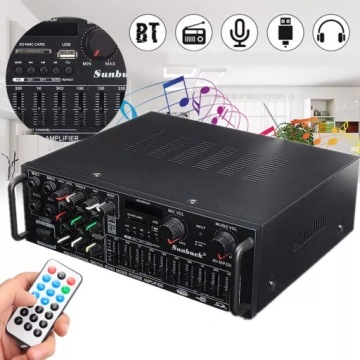 Bluetooth Stereo Zesilovač S Dálkovým Ovládáním Fm Amp 600WX2 Zesilovač