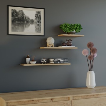 КОМПЛЕКТ ПОДВЕСНЫХ ПОЛОК TOBI 3P, 3 P, ДУБ ARTISAN