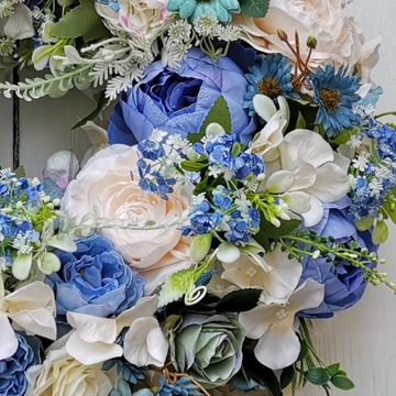 СИНИЙ весенний свадебный венок на дверь, 42 см, свадебные цветы