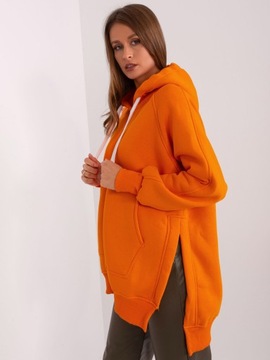 Długa CIEPŁA BLUZA rozpinana z KAPTUREM orange BL675 one size