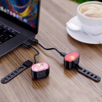 Комплект велосипедного освещения ПЕРЕДНИЙ и ЗАДНИЙ - аккумулятор 800 лм - быстрая установка