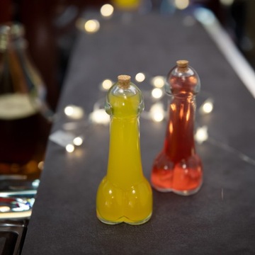 BUTELKA SZKLANA EROS 100 ml na IMPRĘZĘ URODZINY ZABAWNY PREZENT + RURKA