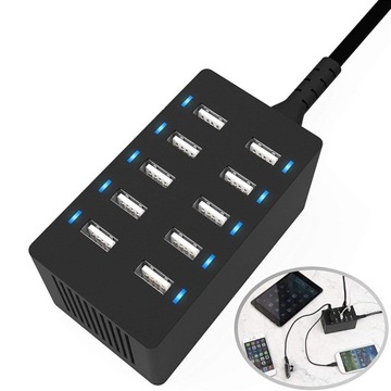 ŁADOWARKA USB 10-PORTOWA STACJA ŁADUJĄCA DO KOMPUTERÓW TELEFONU