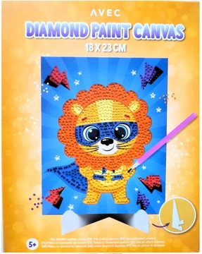 DIAMENTOWE MALOWANIE DUŻY OBRAZEK 18cm x 23cm KOLOROWY LEW ZRÓB TO SAM !!!!
