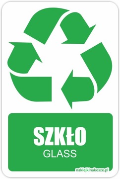 Naklejka NA KOSZ SEGREGACJA śmieci SZKŁO 15x10