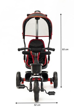 Поворотный трехколесный велосипед 2в1, красная коляска
