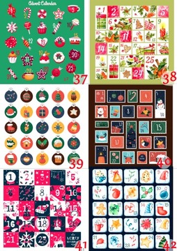 РОЖДЕСТВЕНСКИЕ НАКЛЕЙКИ АДВЕНТ-КАЛЕНДАРЬ 10х10 узор