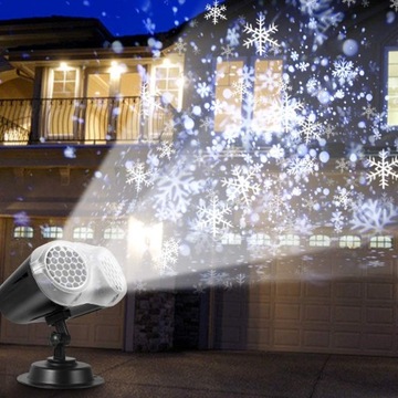 СВЕТОДИОДНЫЙ ПРОЕКТОР С МОТИВОМ СНЕЖИНКИ, ОСВЕЩАЮЩИЙ РОЖДЕСТВЕНСКИЙ ПРОЕКТОР