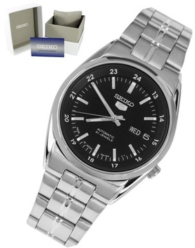 KLASYCZNY ZEGAREK MĘSKI SEIKO 5 AUTOMAT MADE IN JAPAN DATOWNIK + PUDEŁKO