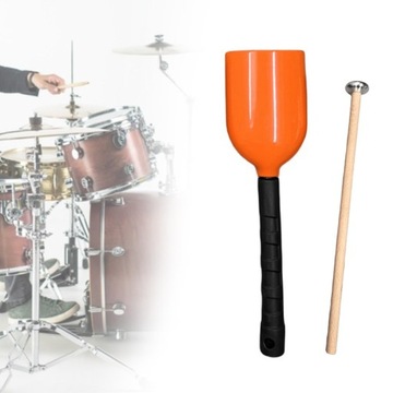 Cowbell z rączką Wygodny uchwyt z pałką perkusyjną i młotkiem Żółty L