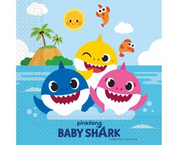 Serwetki urodzinowe Baby Shark rekin 33x33 20 szt.