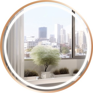 ПОДВЕСНОЕ ЗЕРКАЛО СО СВЕТОДИОДНОЙ ПОДСВЕТКОЙ, РОЗОВОЕ ЗОЛОТО, РОЗОВОЕ ЗОЛОТО, КРУГЛАЯ РАМА, 50см