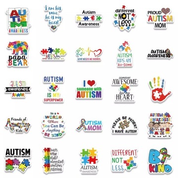 NAKLEJKI STICKERBOMB MIX AUTYZM WLEPKI OZDOBNE WODOODPORNE 50 szt