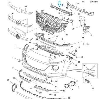 DRŽÁK VÝZTUHA PAS PŘEDNÍ OPEL ADAM 13355316 OE ORIGINÁLNÍ