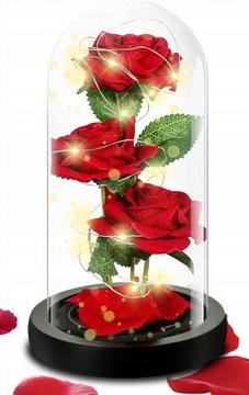 WIECZNA RÓŻA W SZKLE LED PUDEŁKO PREZENT NA DZIEŃ KOBIET WALENTYNKI