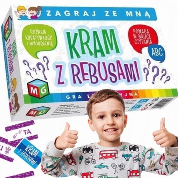 KRAM Z REBUSAMI Multigra GRA EDUKACYJNA NAUKA CZYTANIA, ROZWÓJ MOWY 5+