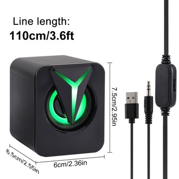 1 Pairs Computer Speakers, Stereo 2.0 PC Speakers with 7LEDs Lighting