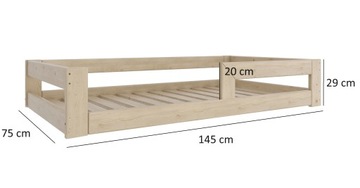 НИЗКОПОЛНАЯ ДЕТСКАЯ КРОВАТЬ 140х70 ДЕТСКАЯ + КАРКАС, ПЕРИЛА
