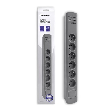 Qoltec Listwa antyprzepięciowa 6 gniazd 2xUSB 1.8m