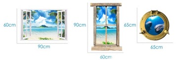 Наклейки на стену WINDOWS 3D View Beach Meadow 90см
