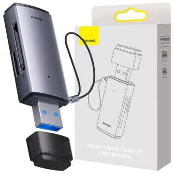 BASEUS ADAPTER PRZEJŚCIÓWKA CZYTNIK KART SD I KART TF NA KABEL USB SZARY