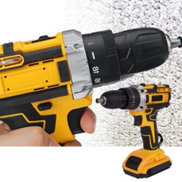 Аккумуляторная дрель с 25 позициями и двумя аккумуляторами емкостью 1200 мАч.